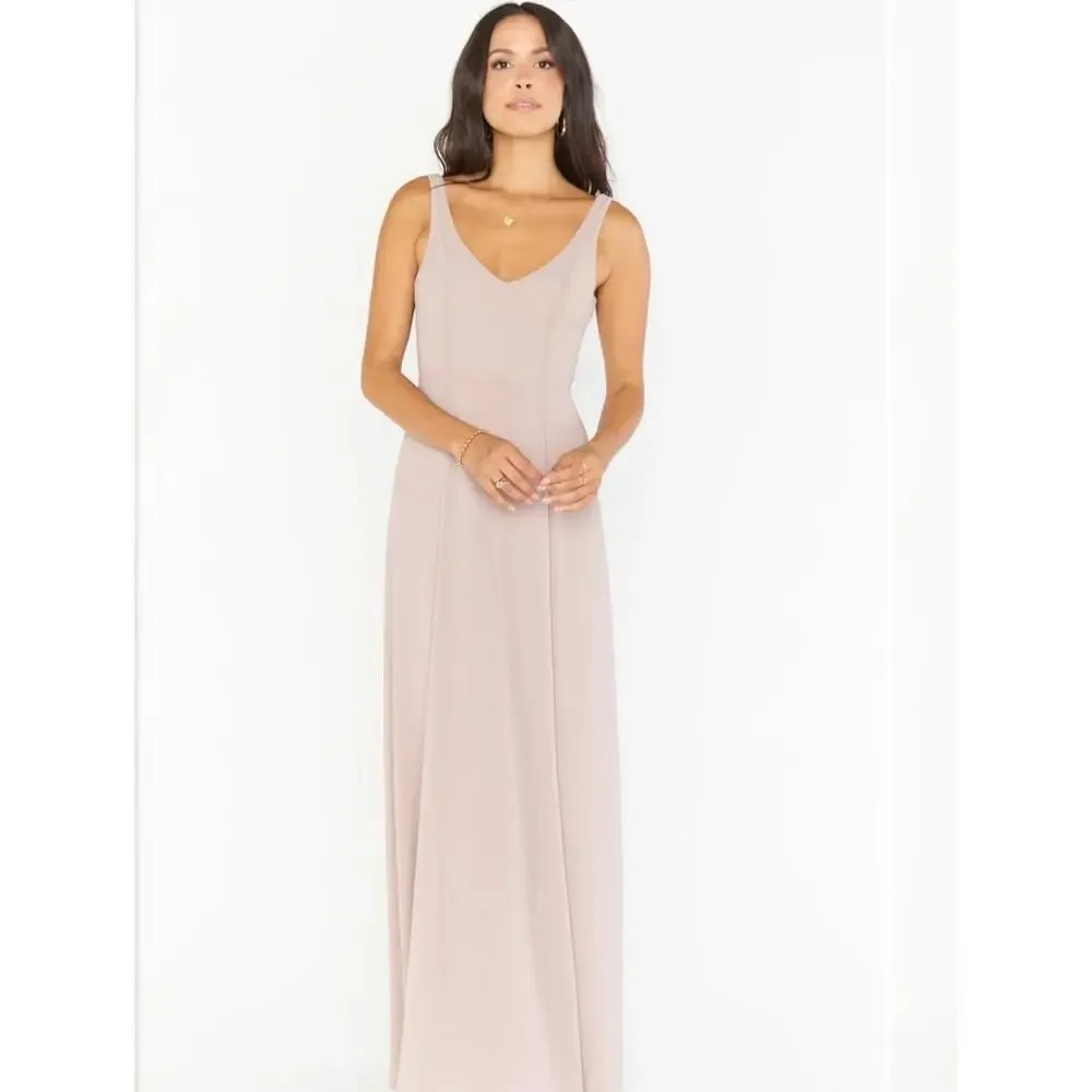 Show Me Your Mumu Jenn Maxi Dress in Tan Nude Color Size Small Bridesmaid Bridal